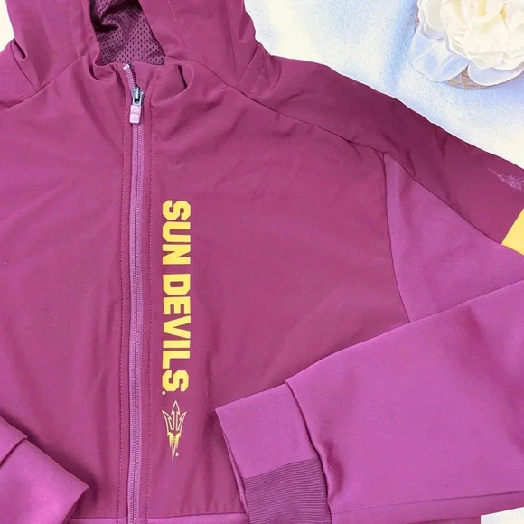 Adidas Arizonia State “Sun Devils” Maroon Full Zip Unisex Athletic Jacket Size L - Picture 3 of 16
